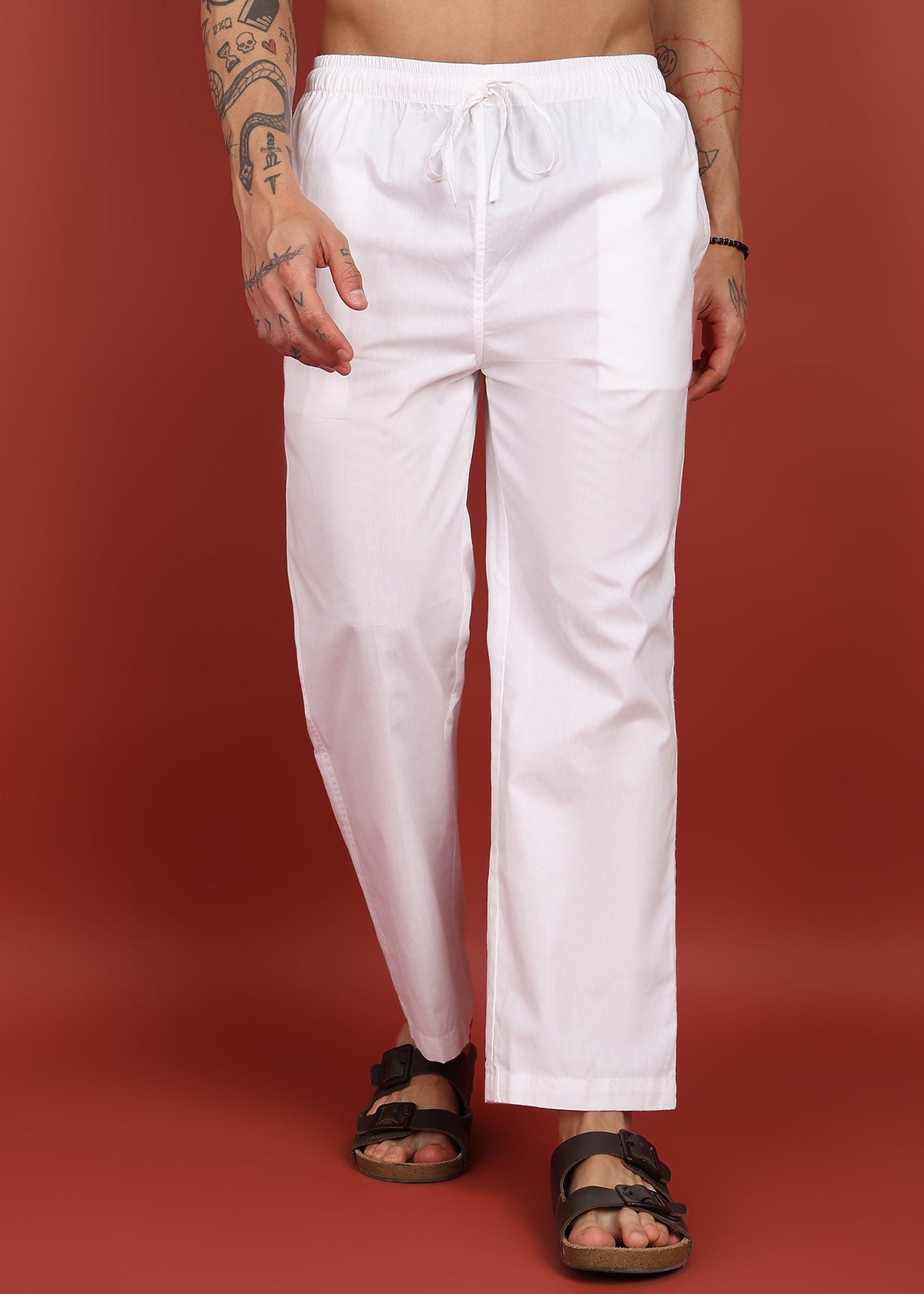 Men’s White P Drawstring Pyjama
