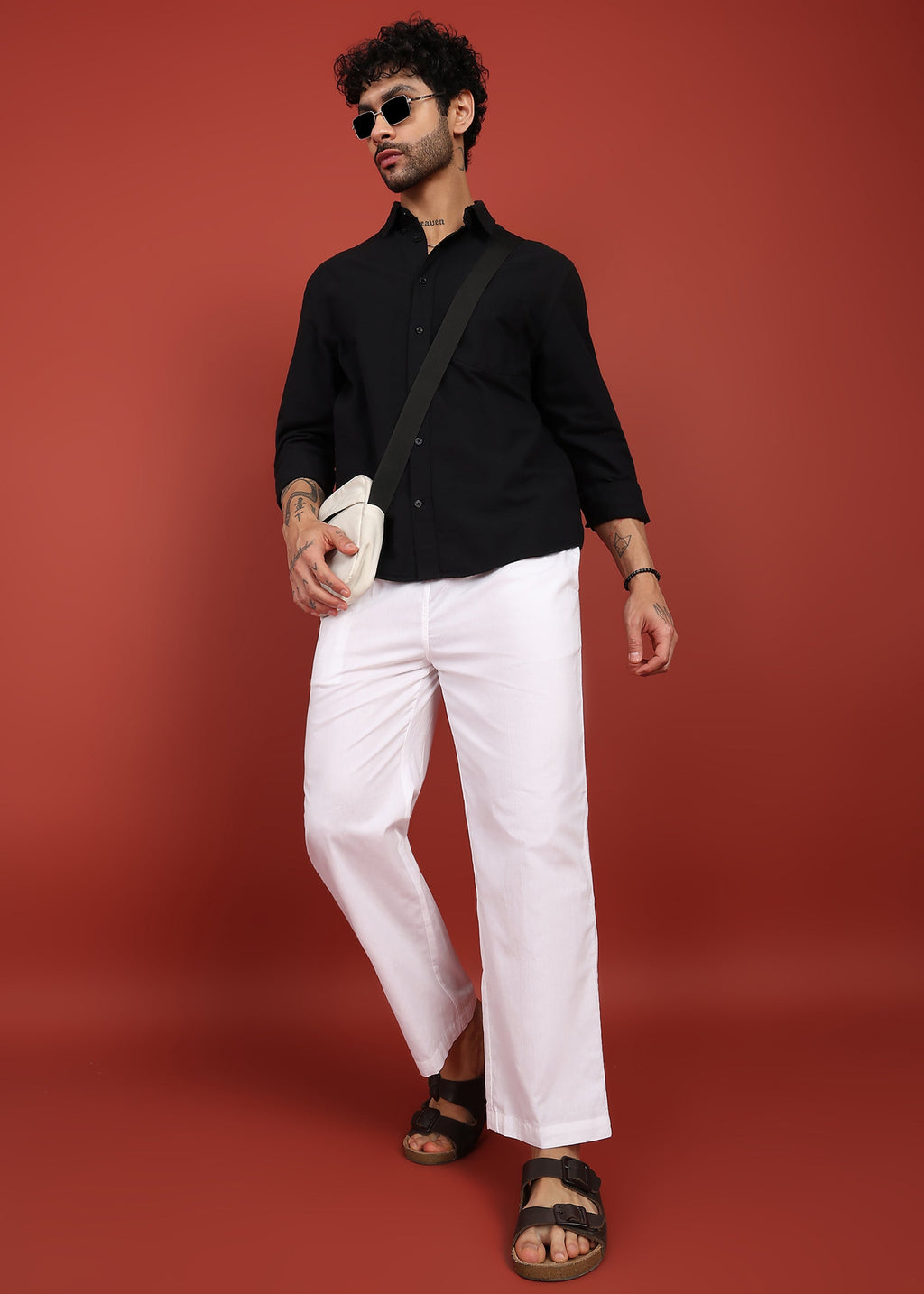 Men’s White P Drawstring Pyjama