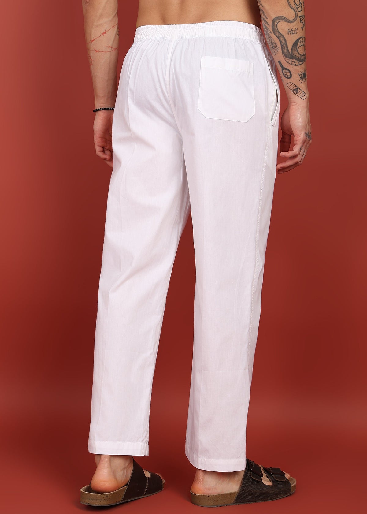 Men’s White P Drawstring Pyjama