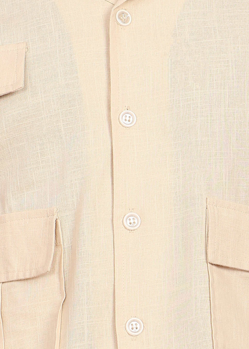 Men’s Cream Shirt with 3 Pockets – Relaxed Fit