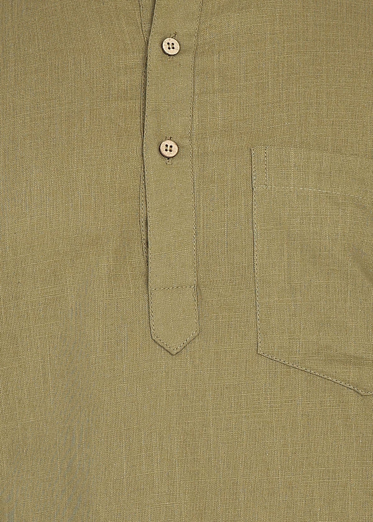 Fabmade Olive Root Linen Short Kurta