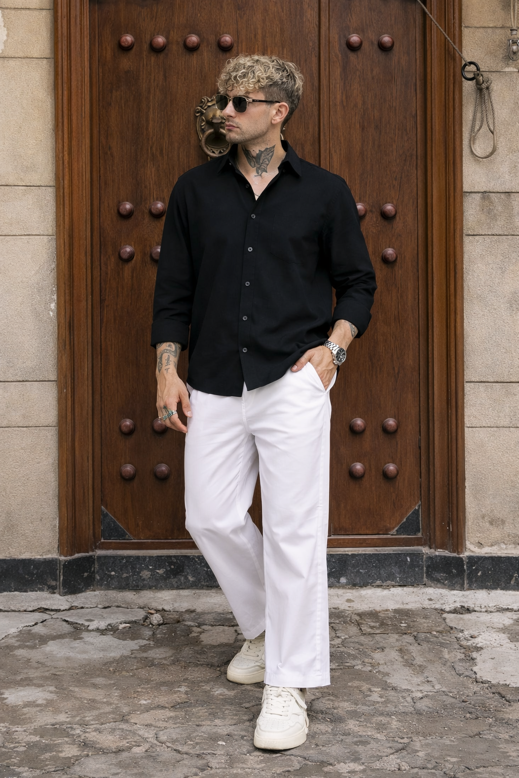 Men Cotton White Pyjama Losse fit Pant Fabmade