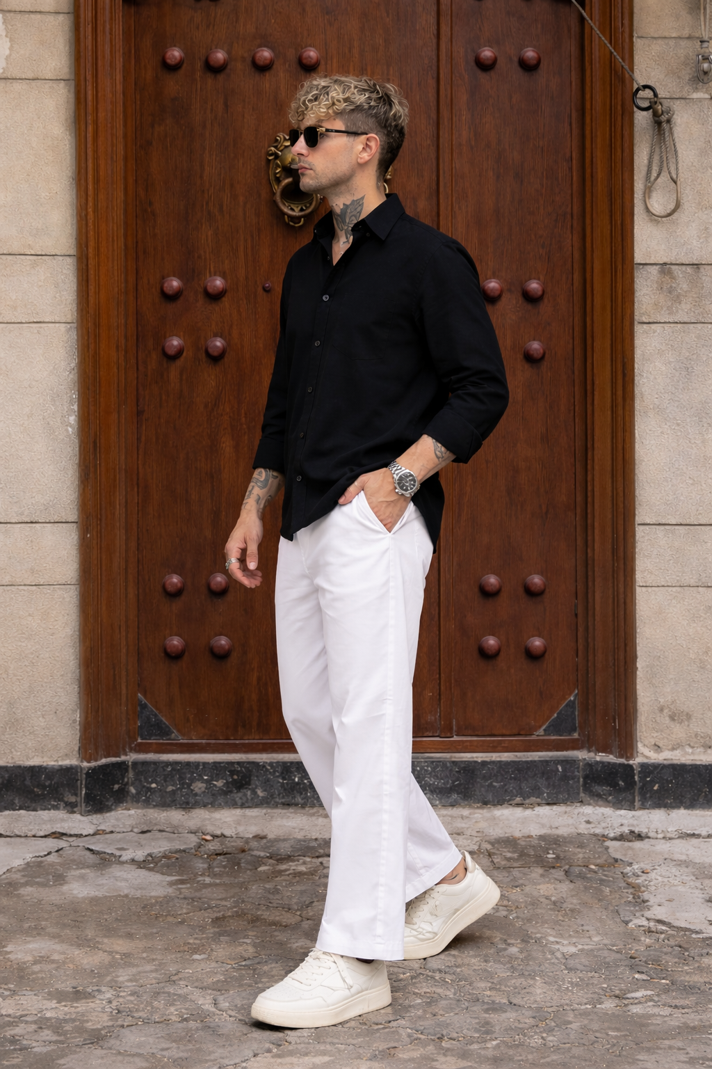 Men Cotton White Pyjama Losse fit Pant Fabmade