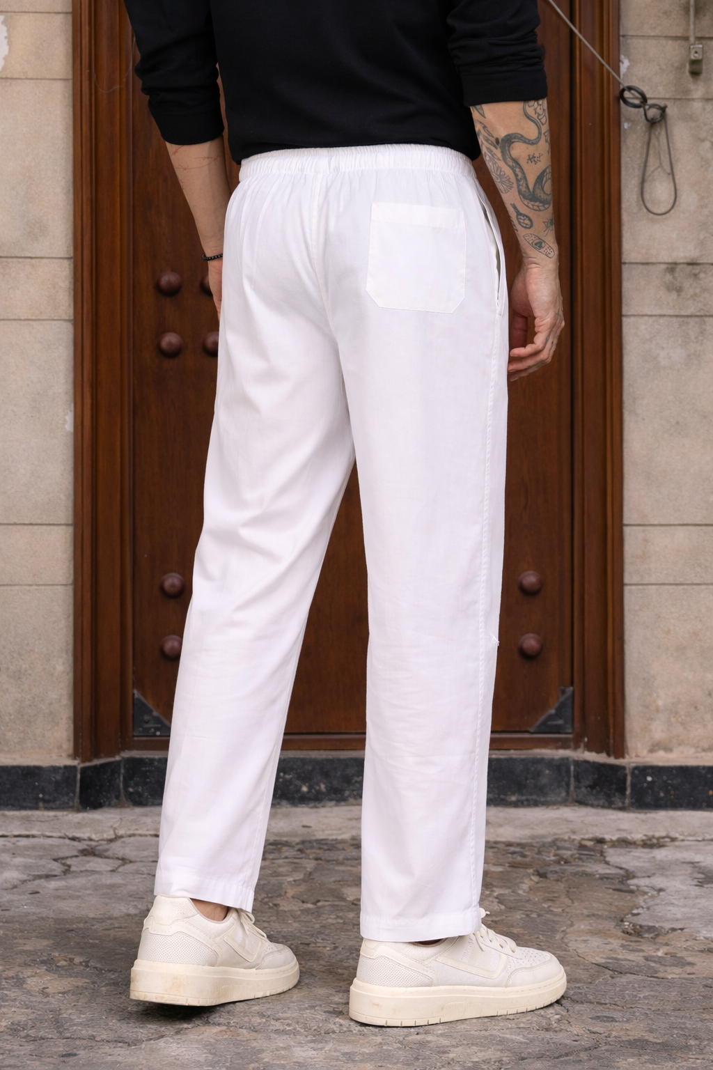 Men Cotton White Pyjama Losse fit Pant Fabmade