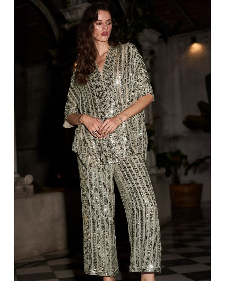 Sequin Embellished Cord Set