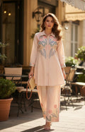 Floral Embroidered Cord Set